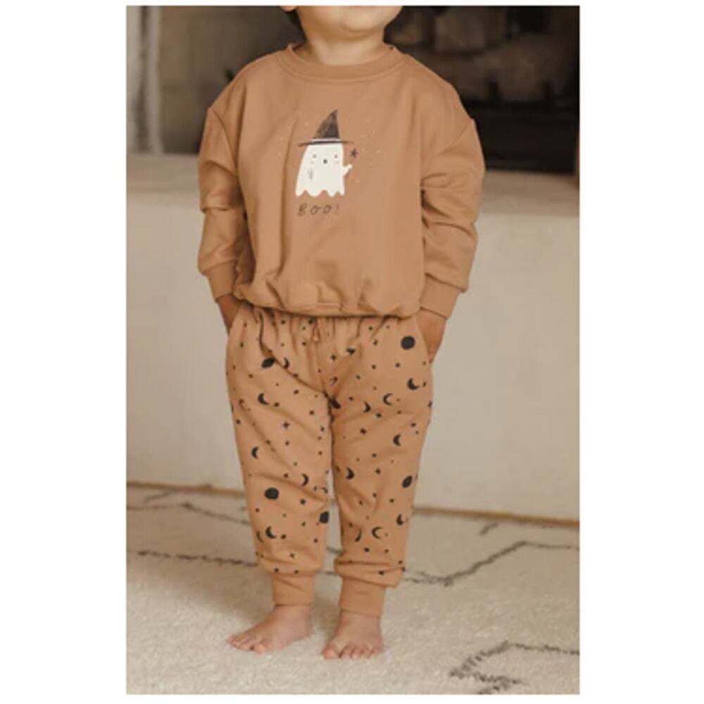Quincy Mae Brown Night Sky Relaxed Fleece Top and Sweatpant Set Size 3-6 M